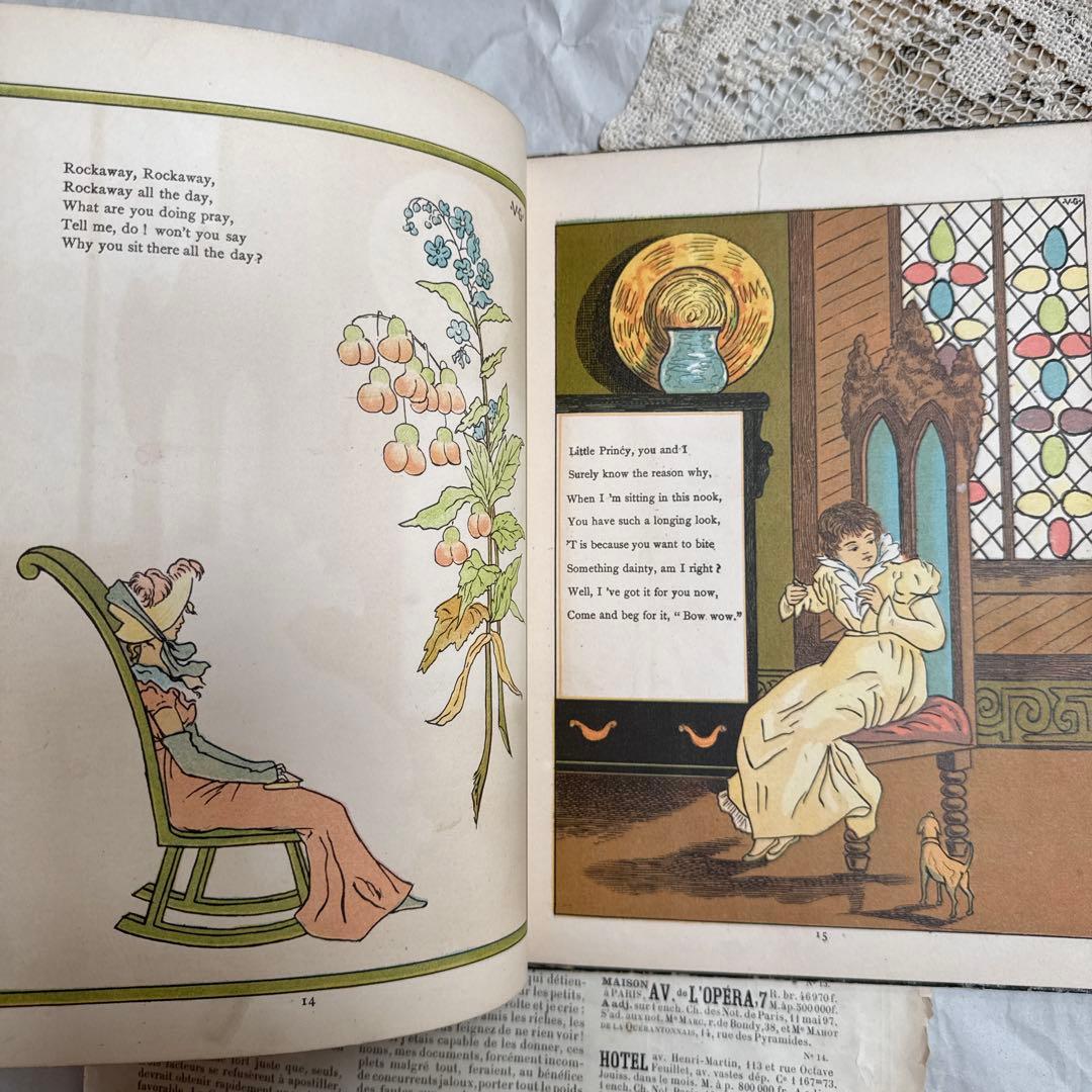 稀少1881年アンティーク美しい挿絵の絵本　洋書　古書ジャンクジャーナル素材にも