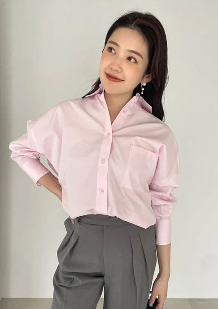 anuans スタンダードシャツ　ピンク