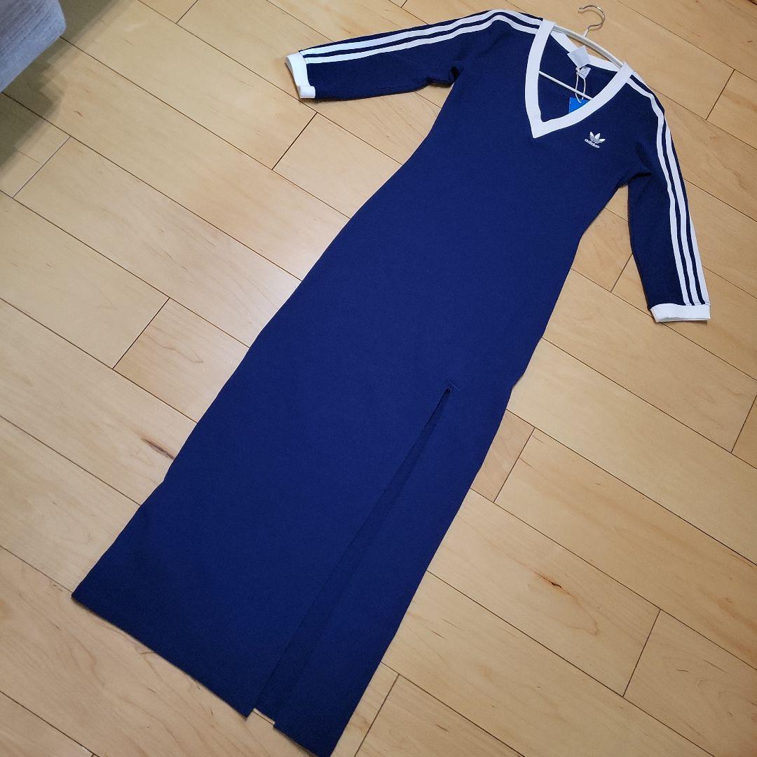 週末限定値下げadidasアディカラークラシックスリーストライプスマキシワンピー
