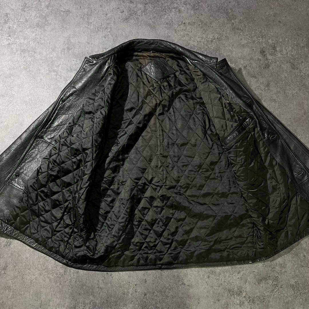 【即日発送・国内古着】ビンテージ　ハーフコート　カーコート　牛革　本革　黒　M
