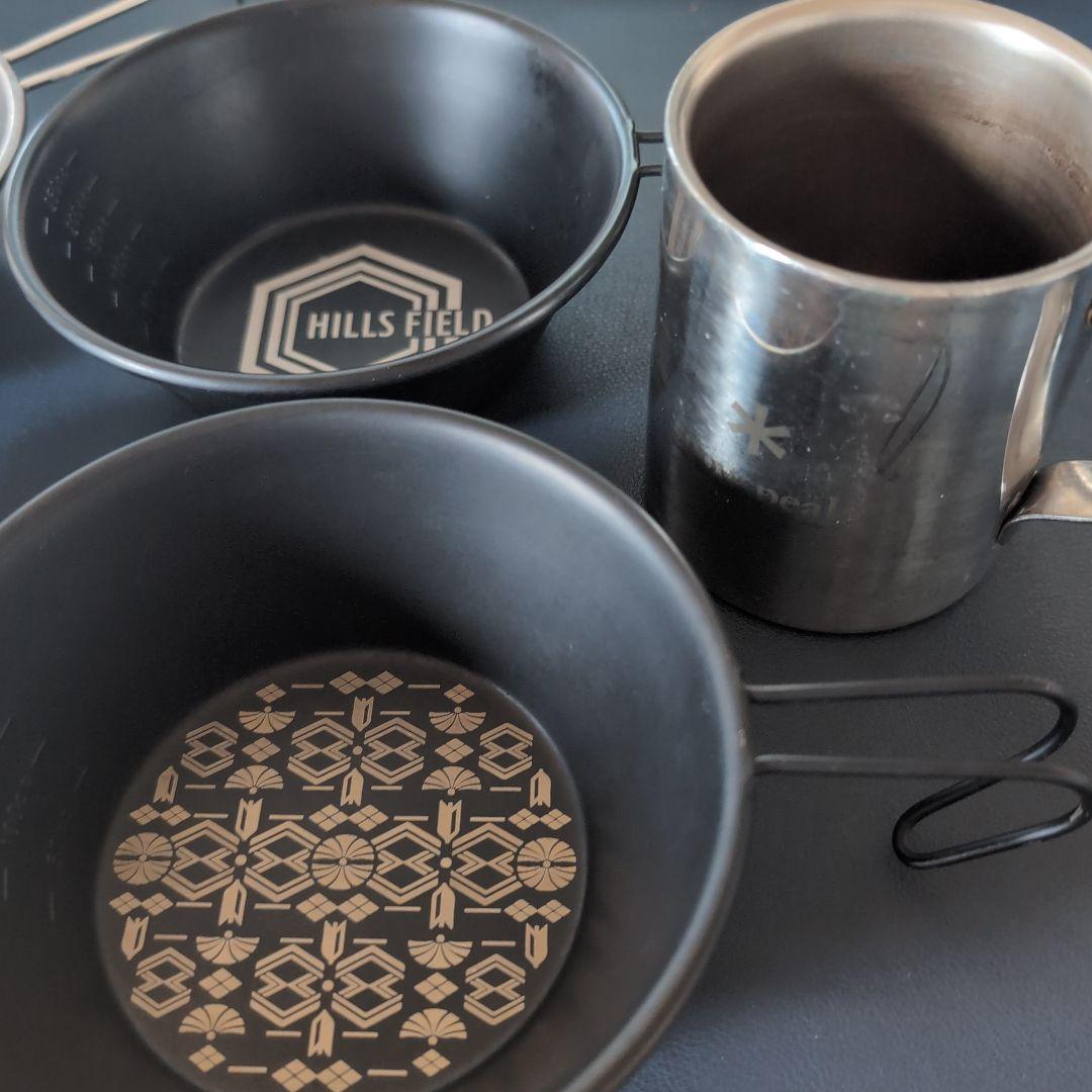 シェラカップ 4個、スノーピークコップ、OPINELナイフNo.10