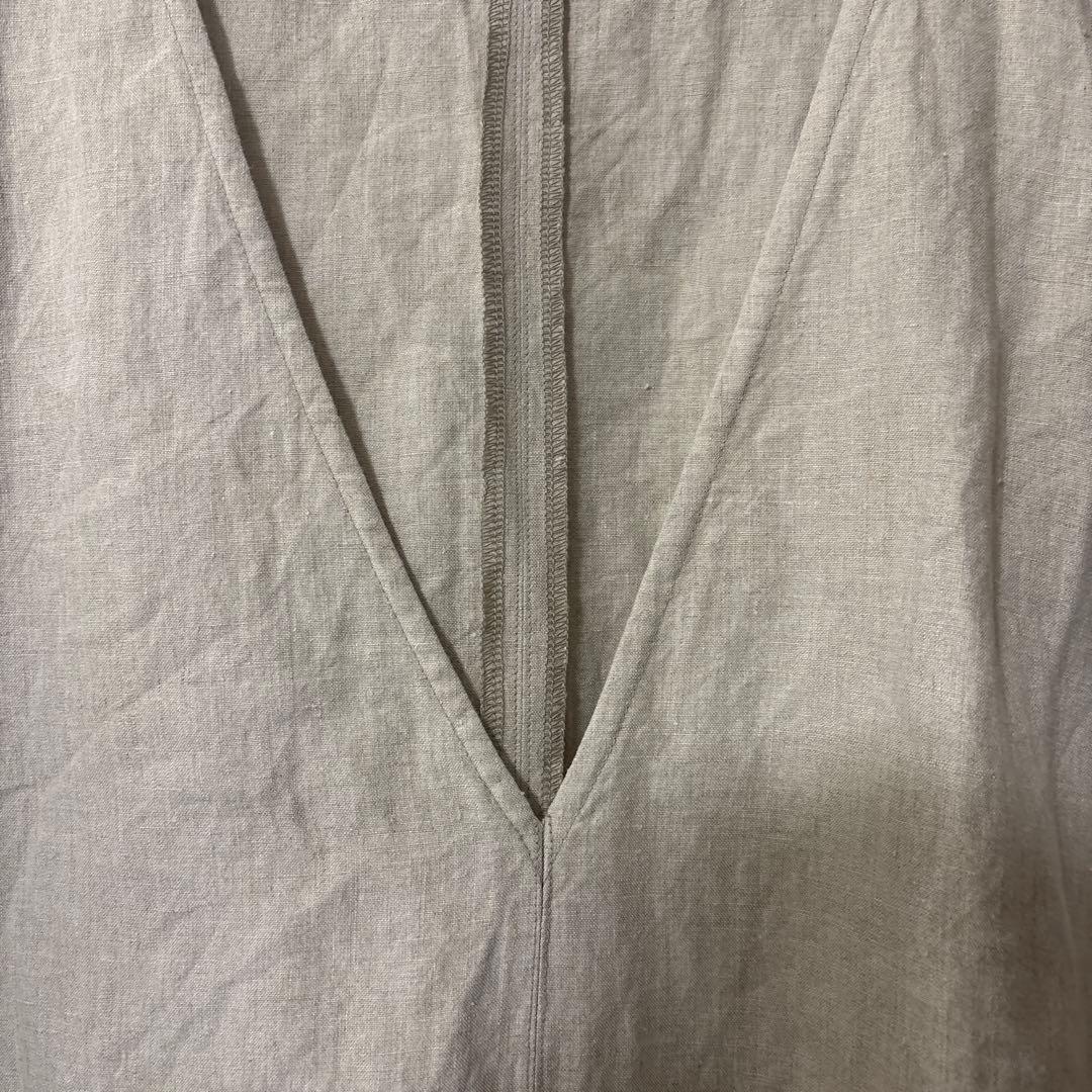 ネストローブ ブラックリネンバックVネックノースリーブワンピース