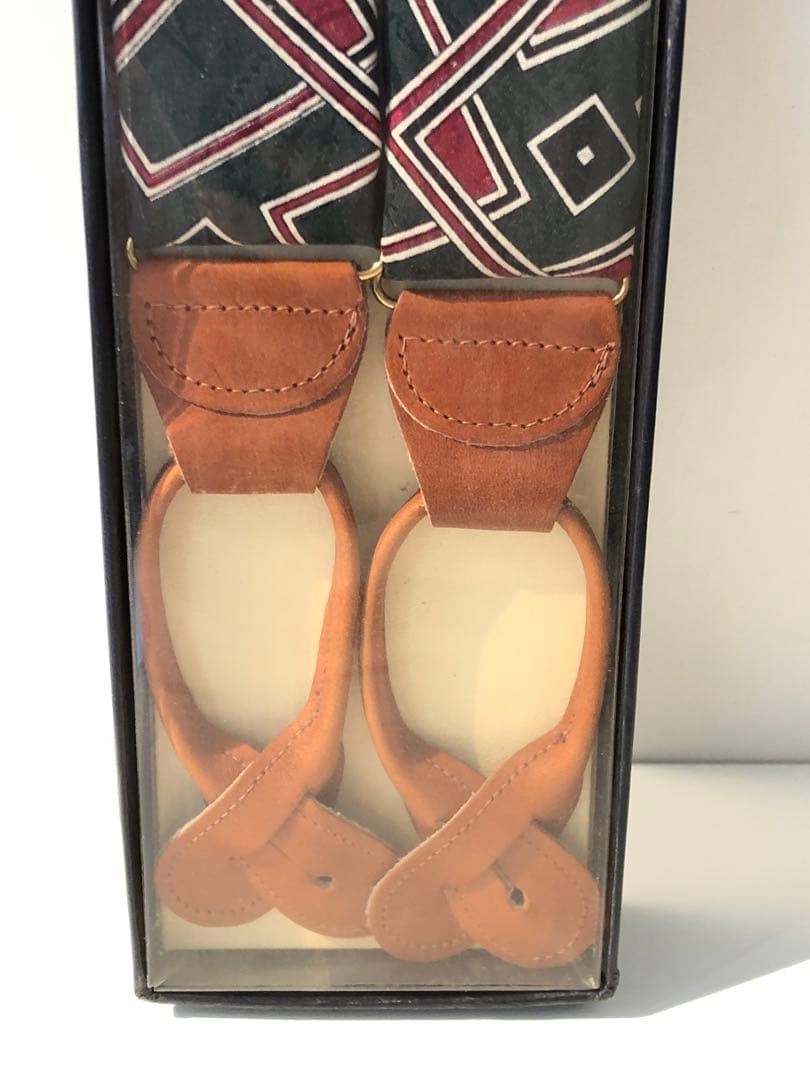 s1323 Polo Ralph Lauren 幾何学模様 サスペンダー 箱入り