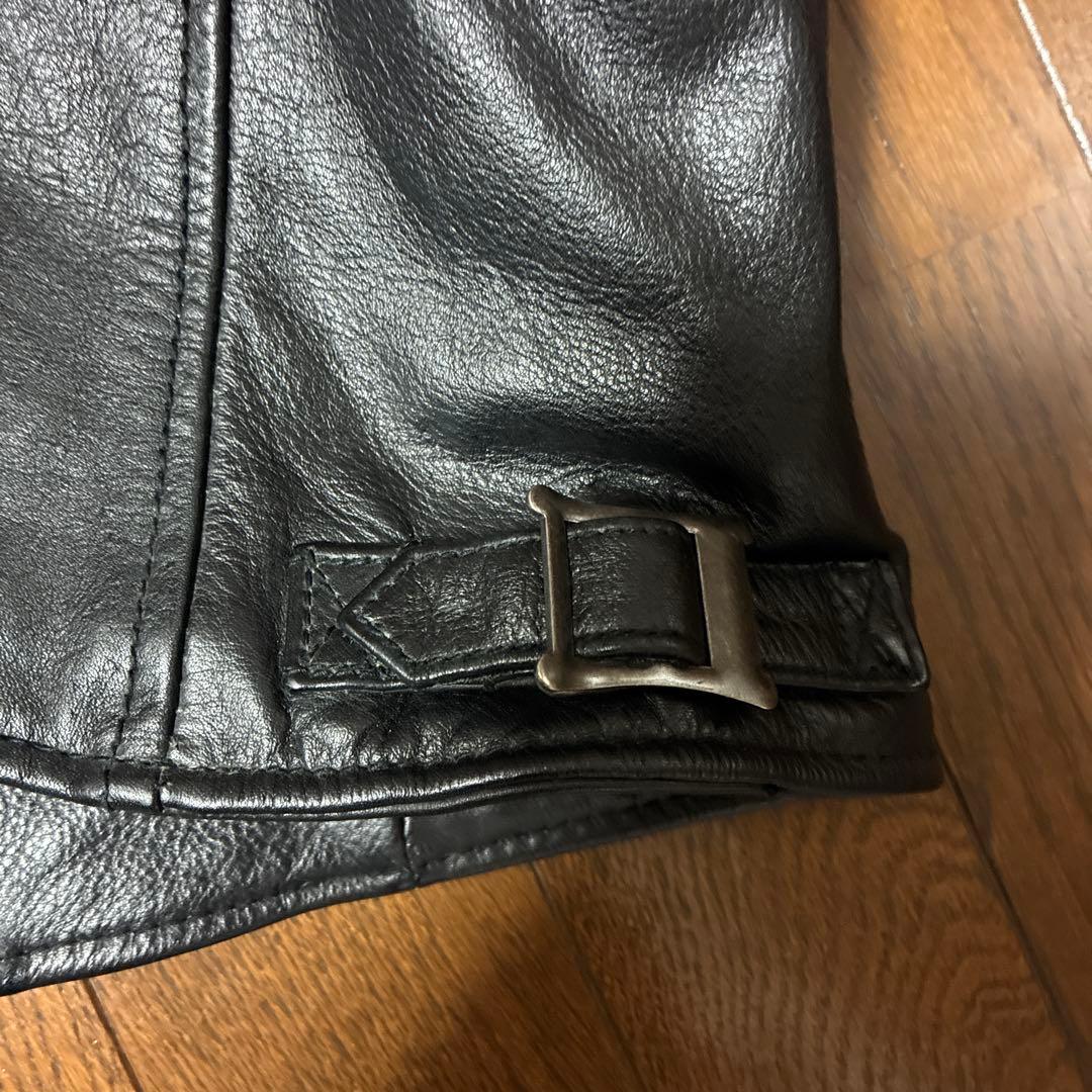 ナノユニバース　レザーシングルライダースジャケット　ブラック