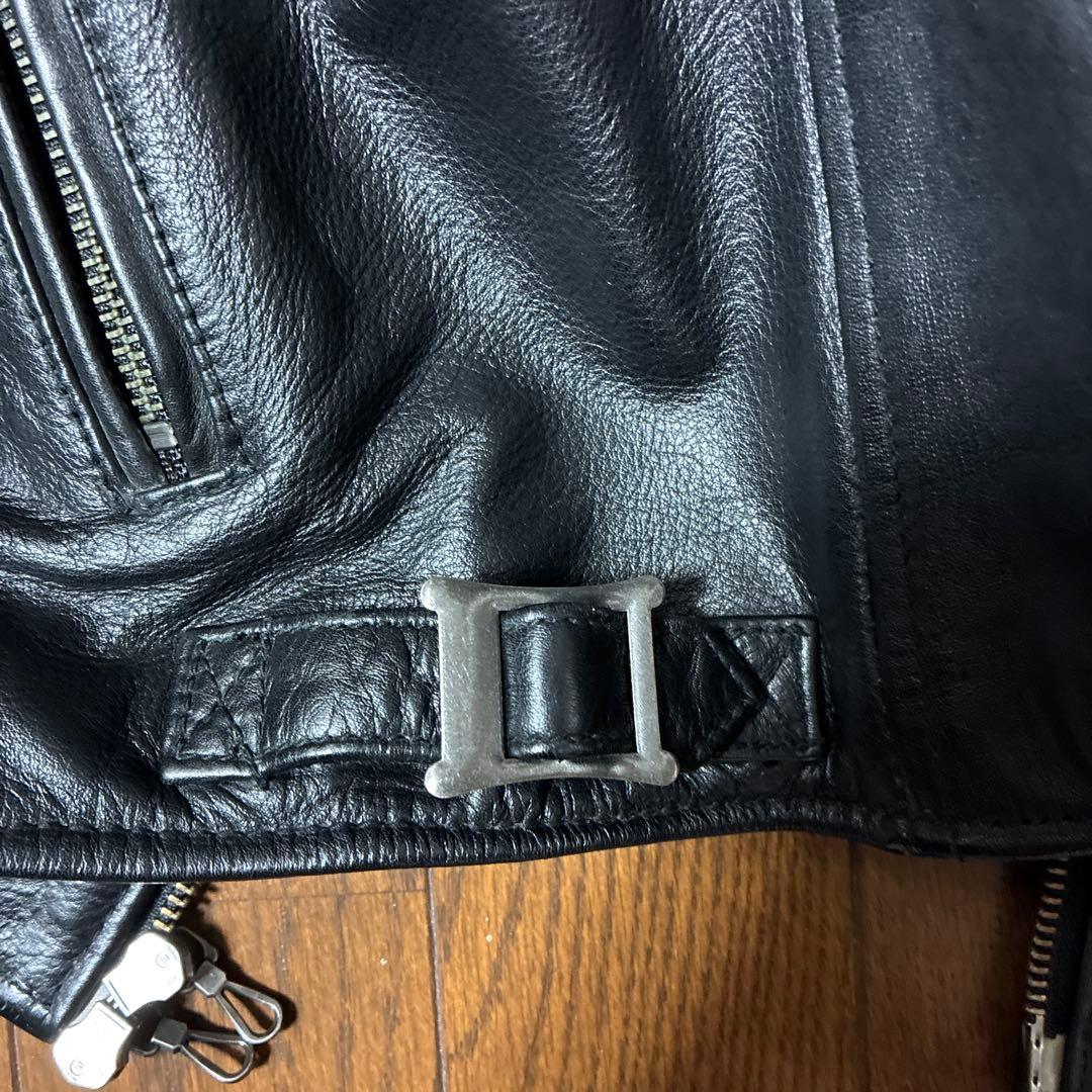 ナノユニバース　レザーシングルライダースジャケット　ブラック