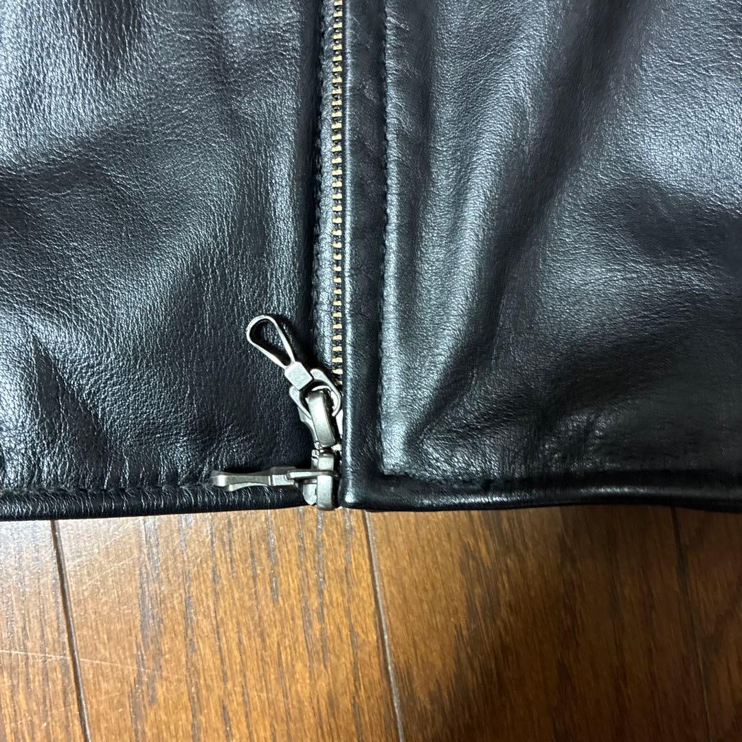 ナノユニバース　レザーシングルライダースジャケット　ブラック