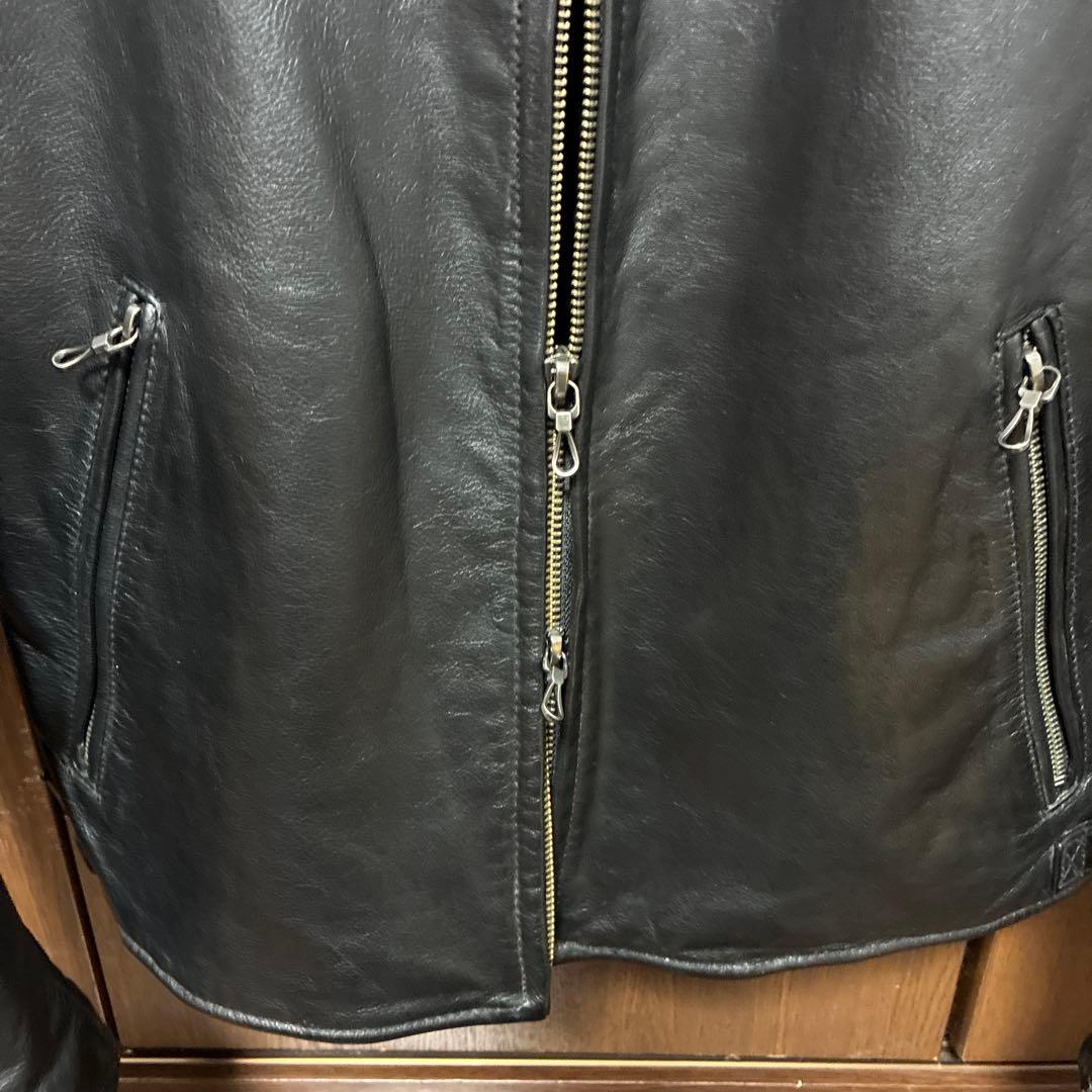 ナノユニバース　レザーシングルライダースジャケット　ブラック