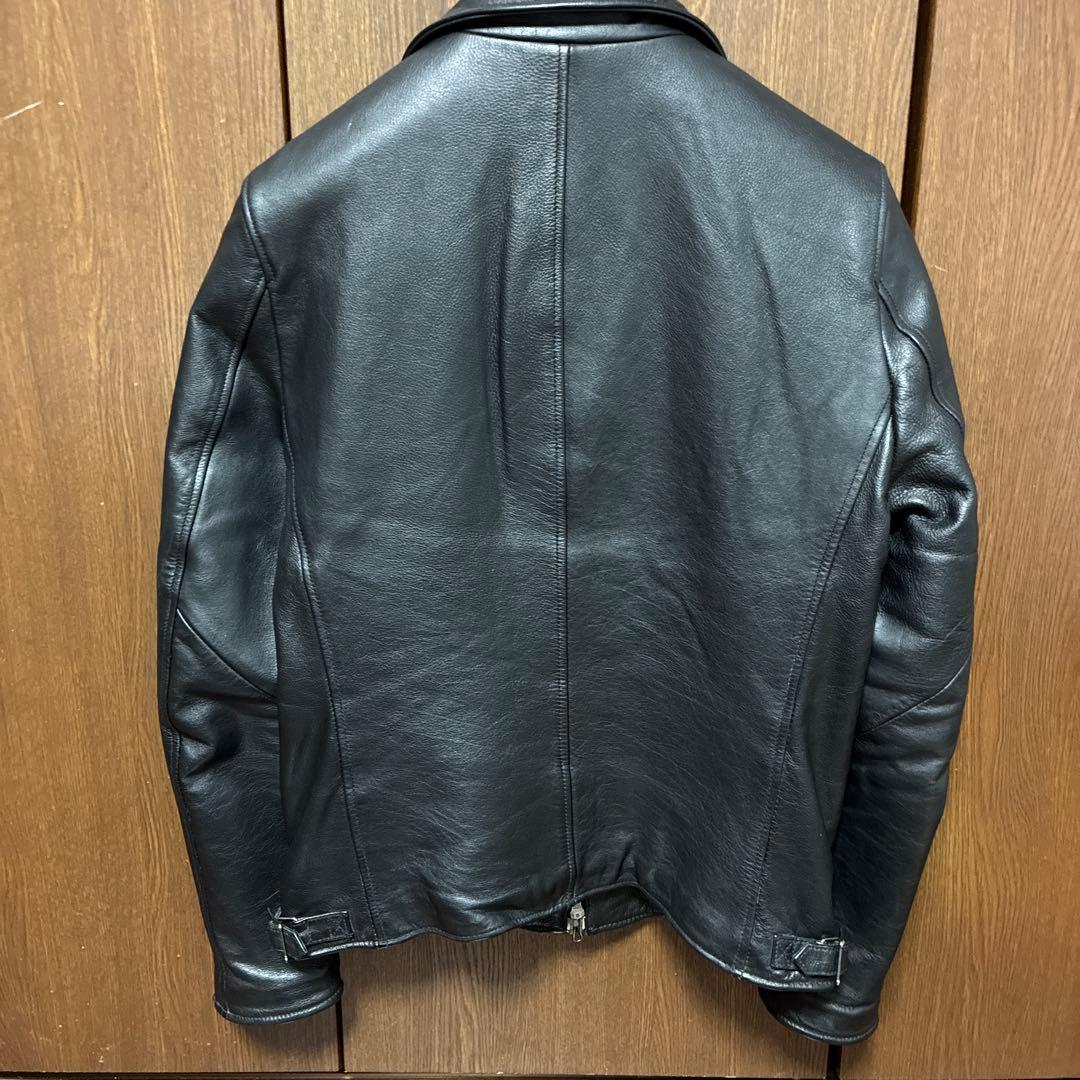 ナノユニバース　レザーシングルライダースジャケット　ブラック