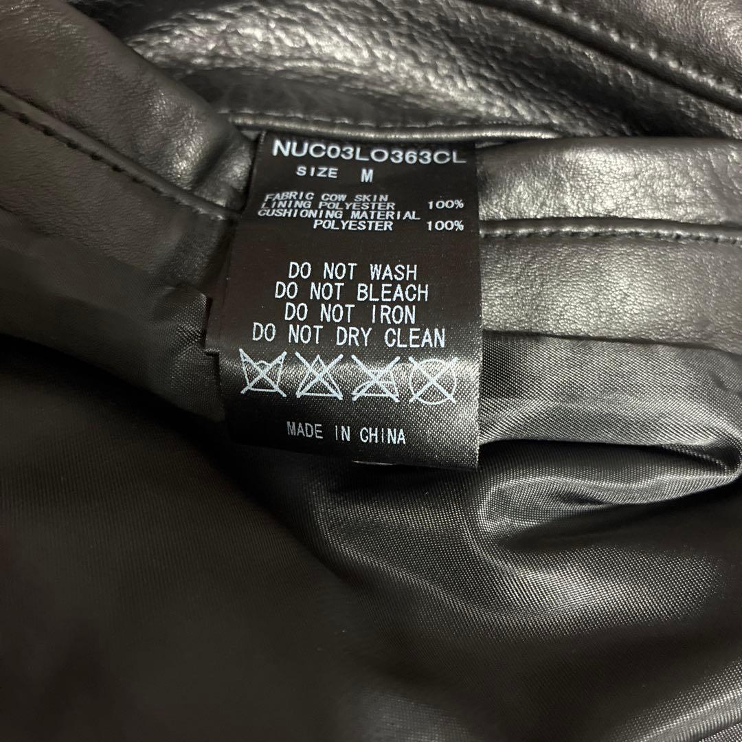 ナノユニバース　レザーシングルライダースジャケット　ブラック