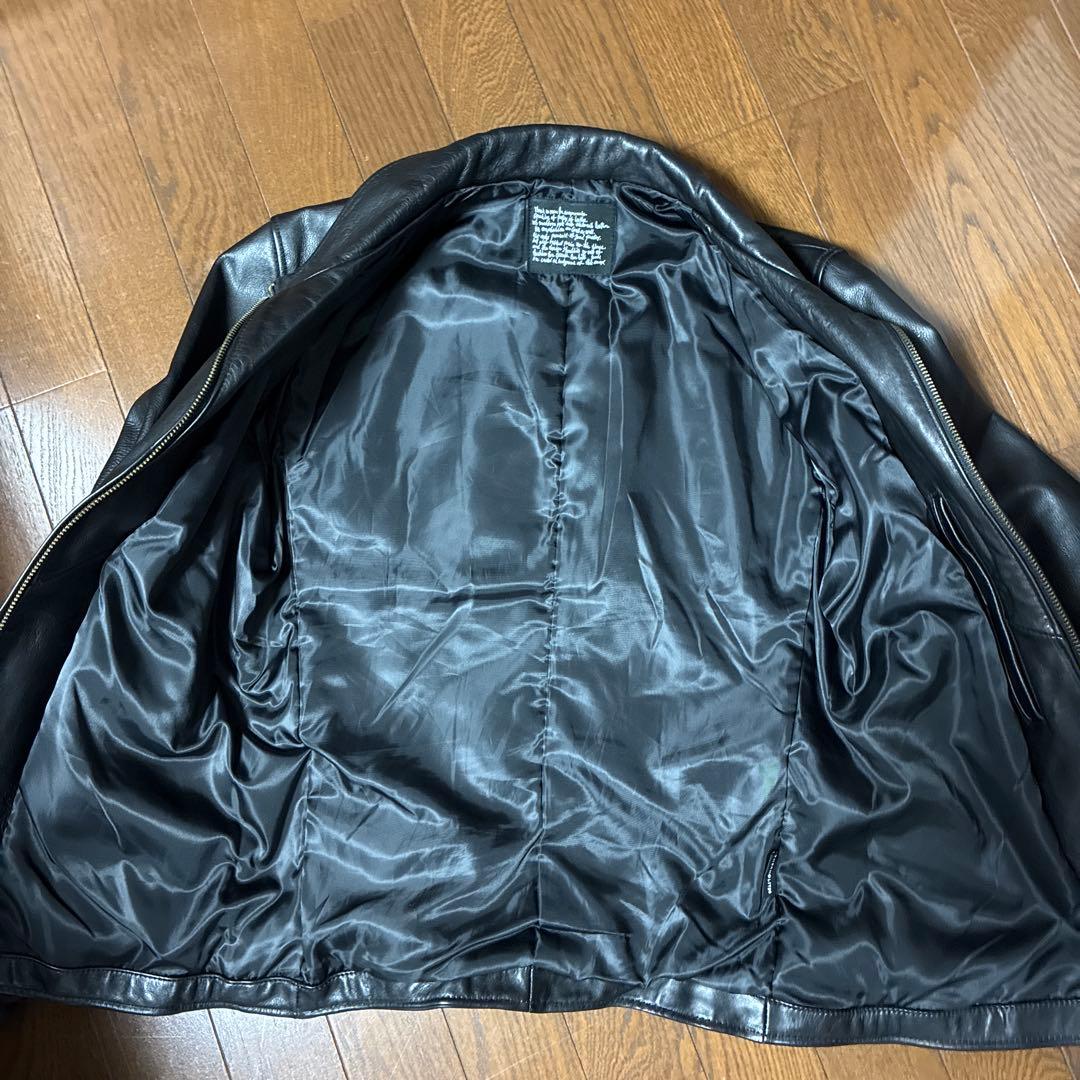 ナノユニバース　レザーシングルライダースジャケット　ブラック