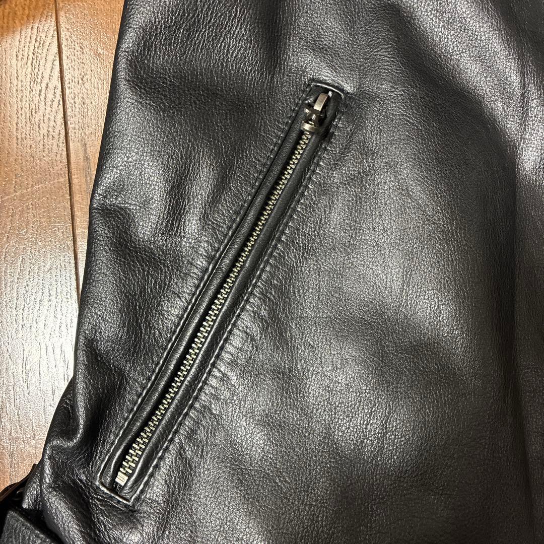 ナノユニバース　レザーシングルライダースジャケット　ブラック