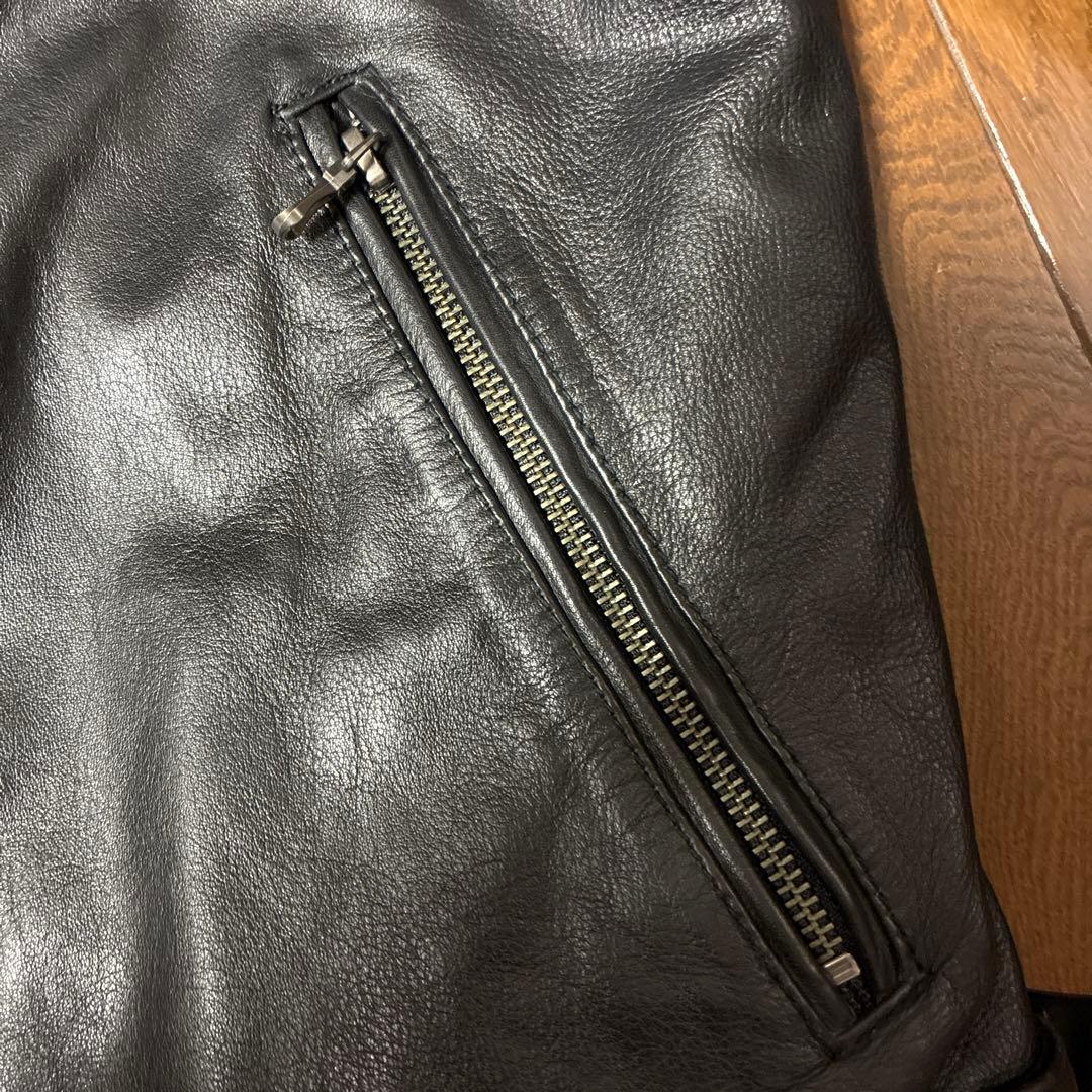 ナノユニバース　レザーシングルライダースジャケット　ブラック