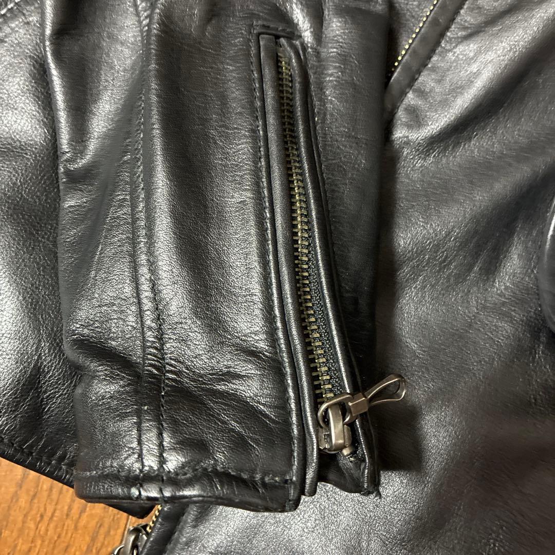 ナノユニバース　レザーシングルライダースジャケット　ブラック