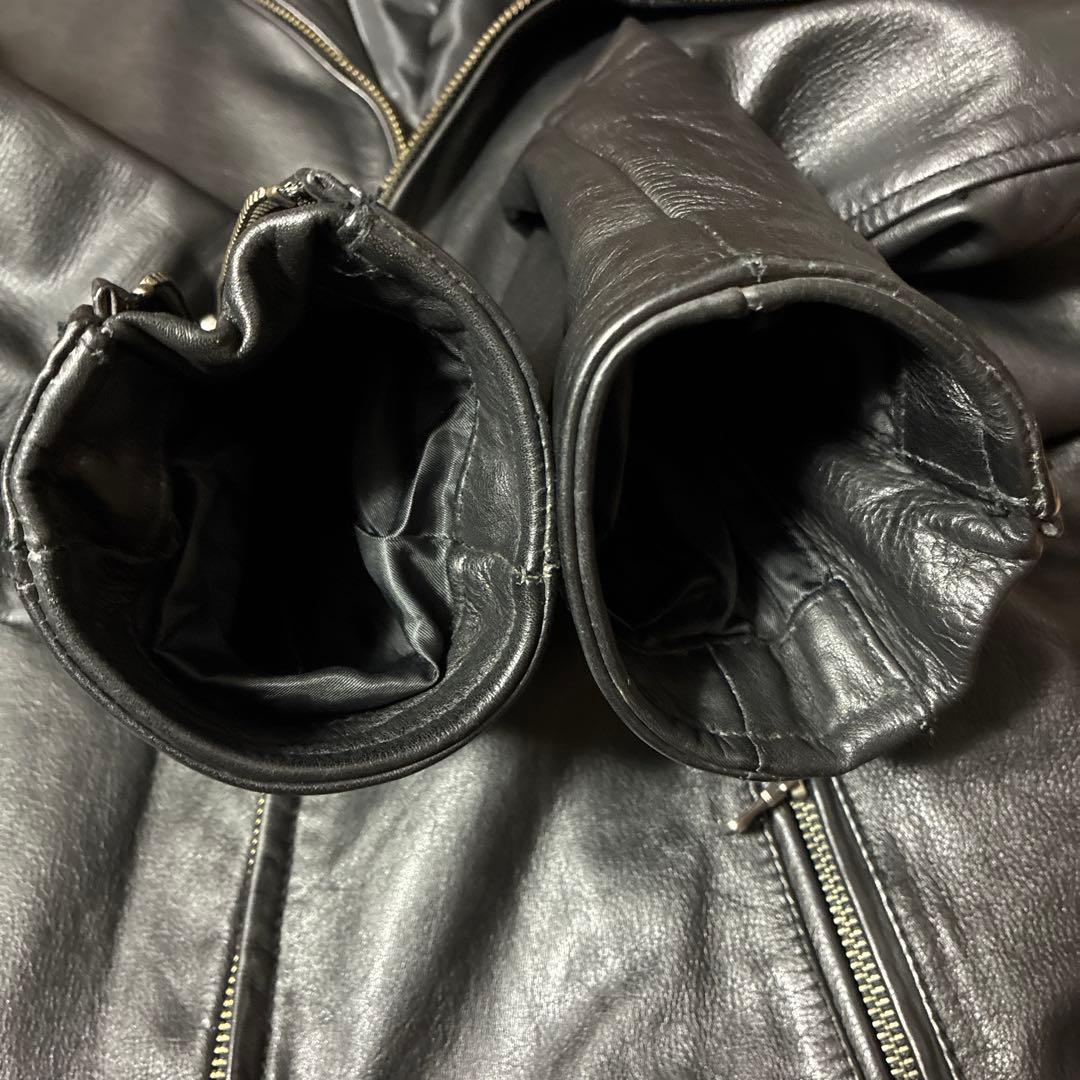 ナノユニバース　レザーシングルライダースジャケット　ブラック