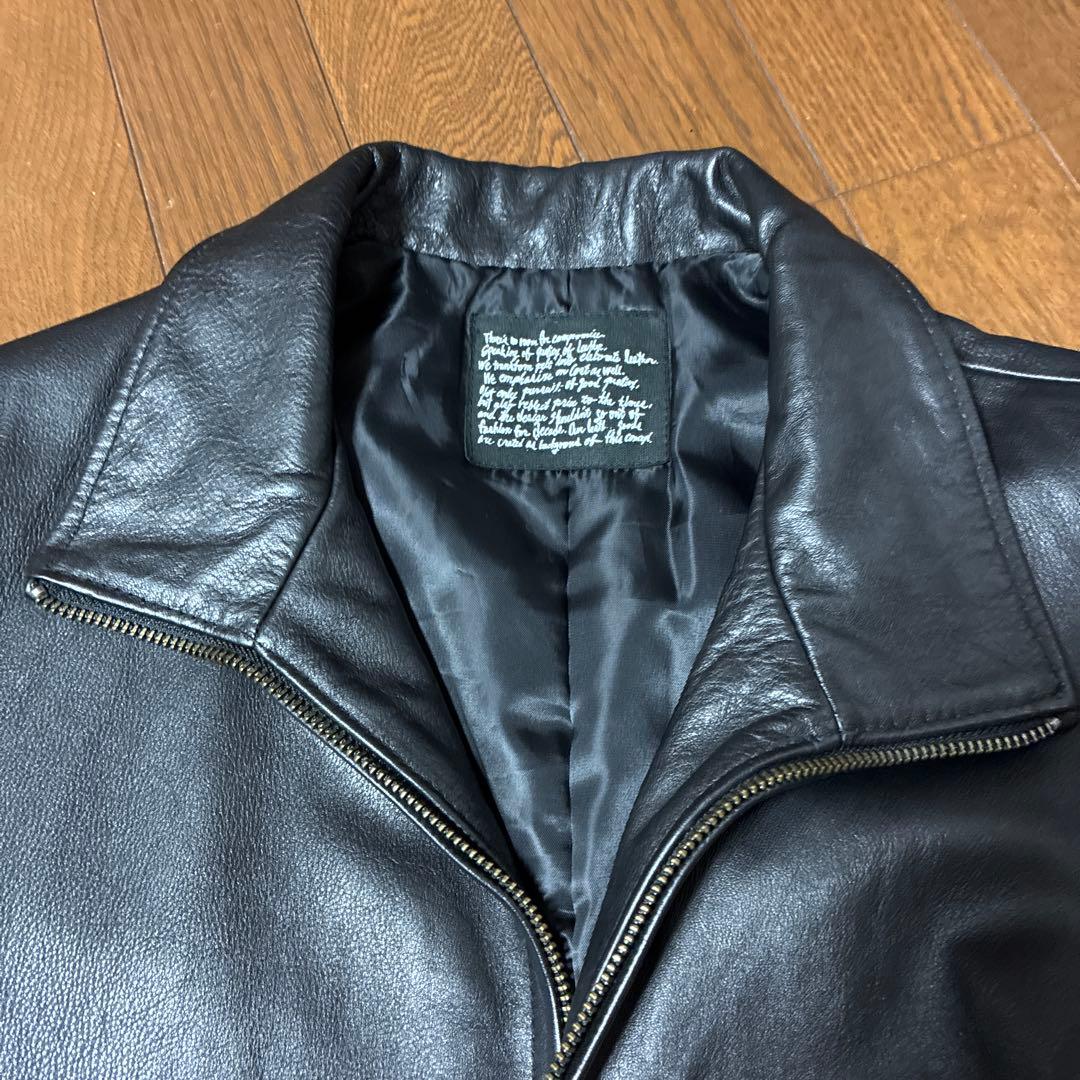 ナノユニバース　レザーシングルライダースジャケット　ブラック