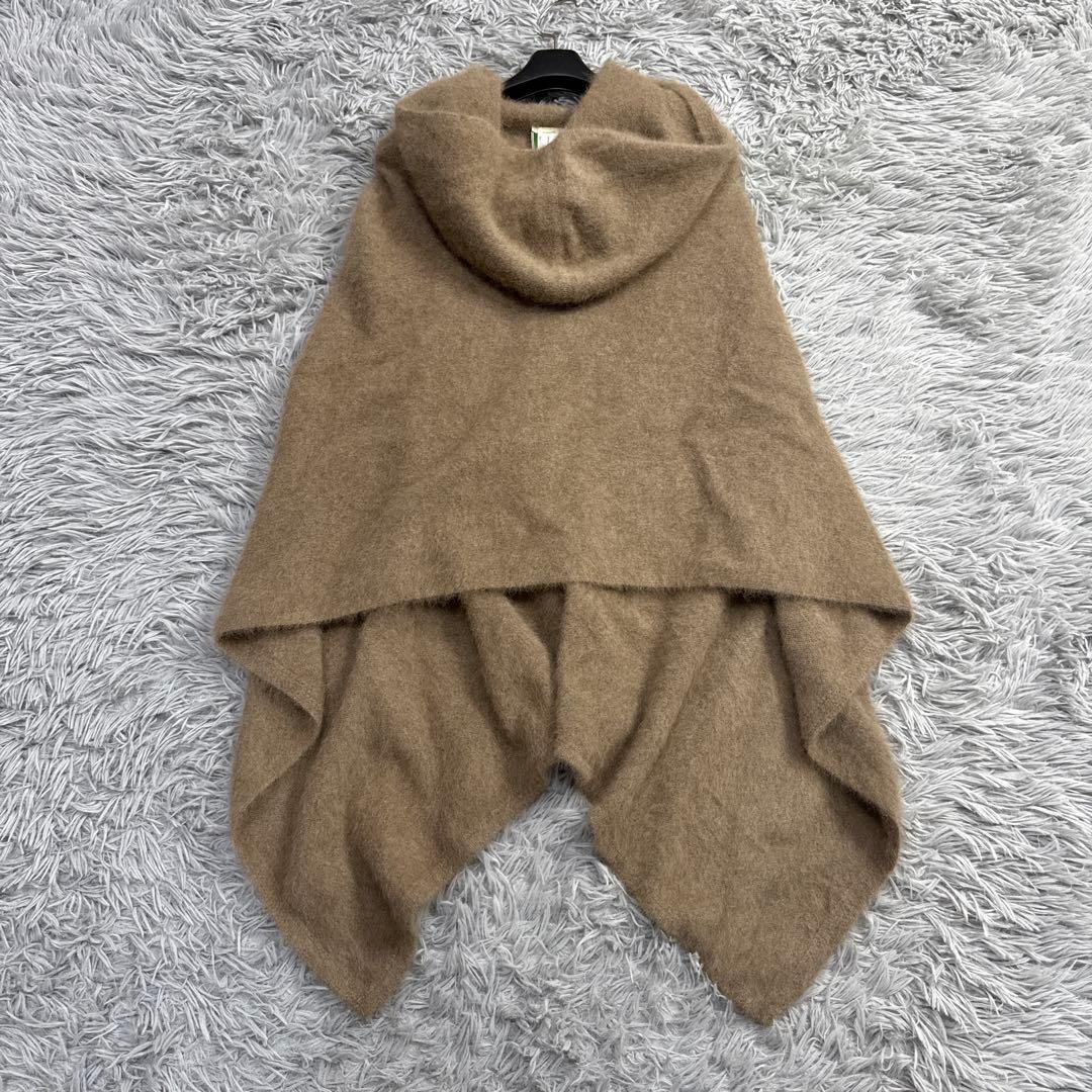 美品✨シビラ フェレットウール フーディポンチョ 羽織り ふんわり暖かい モカ