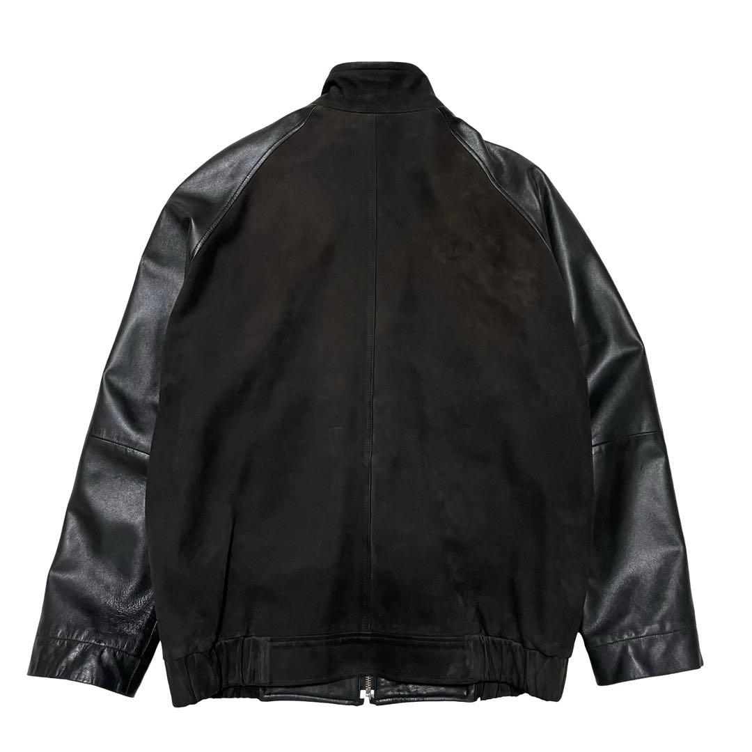 Austin reed レザージャケット　スウェード切替　ブラック　羊革　メンズ