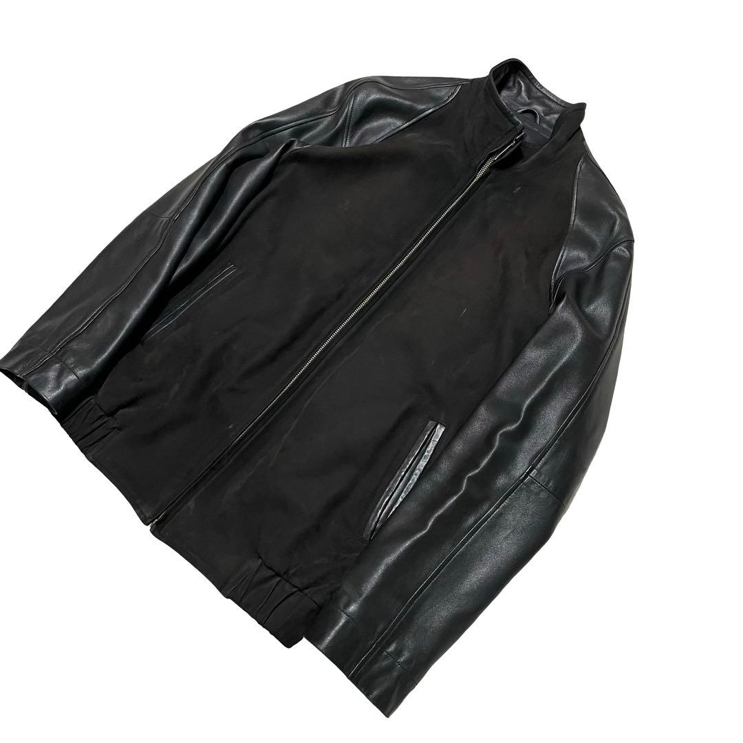 Austin reed レザージャケット　スウェード切替　ブラック　羊革　メンズ