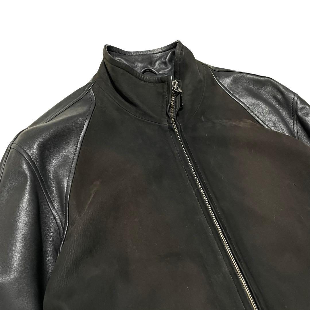 Austin reed レザージャケット　スウェード切替　ブラック　羊革　メンズ