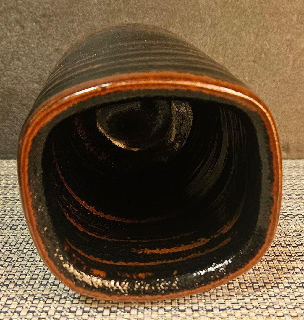 唐津焼　12代 中里太郎右衛門　天目釉　花入　花生け　オブジェ　共箱　茶道具