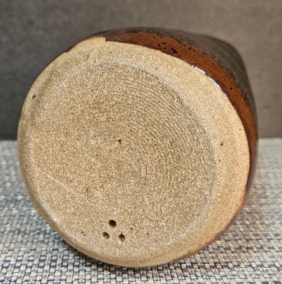 唐津焼　12代 中里太郎右衛門　天目釉　花入　花生け　オブジェ　共箱　茶道具