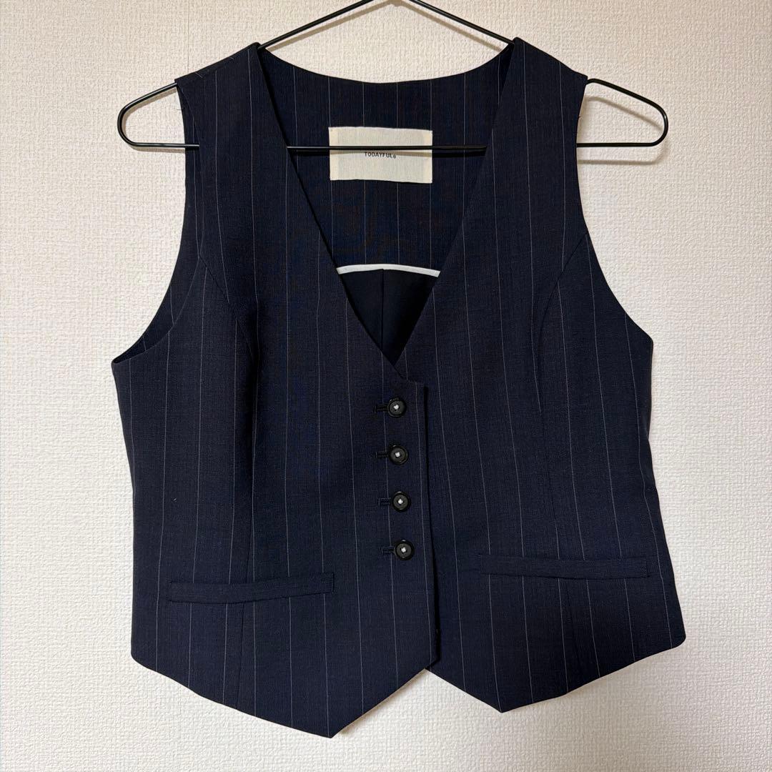 Stripe Conpact Vest トゥデイフル todayful