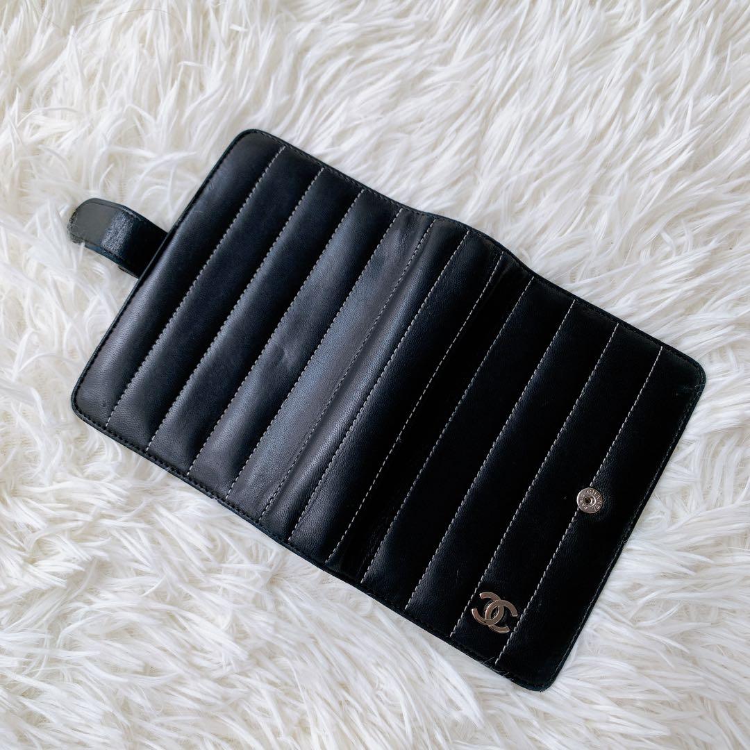 シャネル 手帳カバー　マドモアゼル ココマーク 6穴　ラムスキン　ブラック