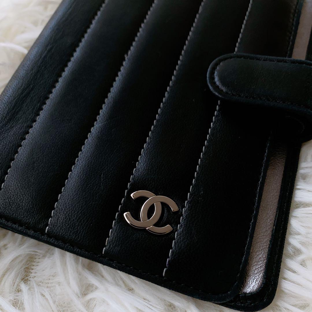 シャネル 手帳カバー　マドモアゼル ココマーク 6穴　ラムスキン　ブラック