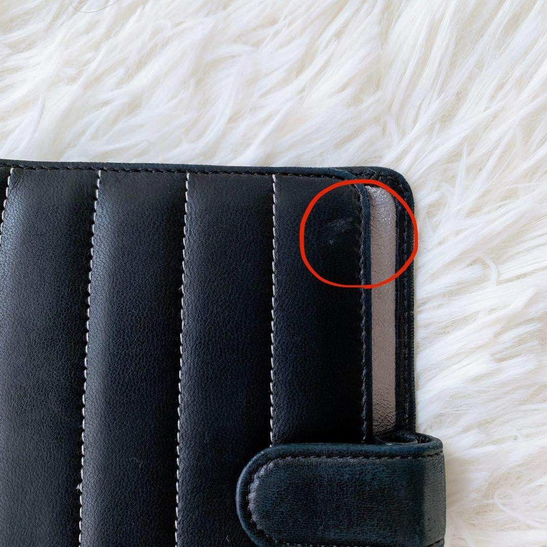 シャネル 手帳カバー　マドモアゼル ココマーク 6穴　ラムスキン　ブラック