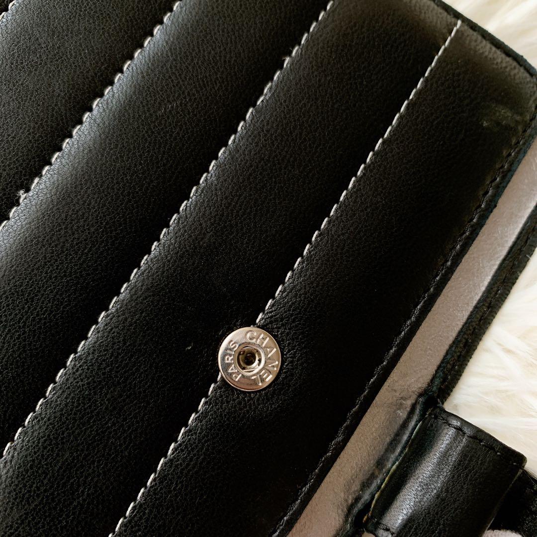 シャネル 手帳カバー　マドモアゼル ココマーク 6穴　ラムスキン　ブラック