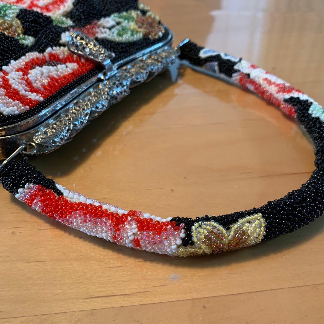 ビーズバッグ　黒✖️薔薇