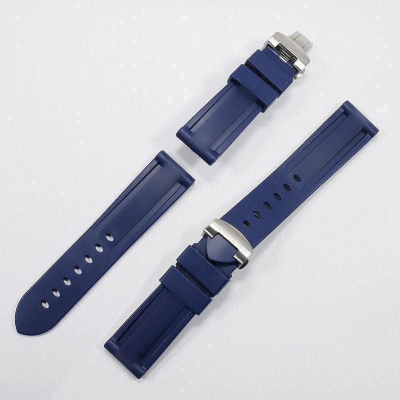 【ロゴ有り】パネライ用 互換ラバーベルト 24mm Ｄバックル付き ネイビー