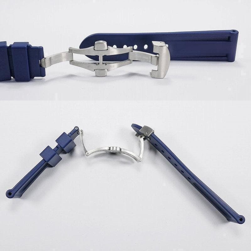 【ロゴ有り】パネライ用 互換ラバーベルト 24mm Ｄバックル付き ネイビー