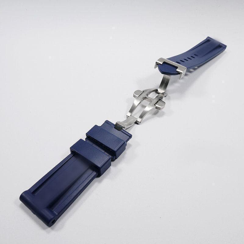 【ロゴ有り】パネライ用 互換ラバーベルト 24mm Ｄバックル付き ネイビー