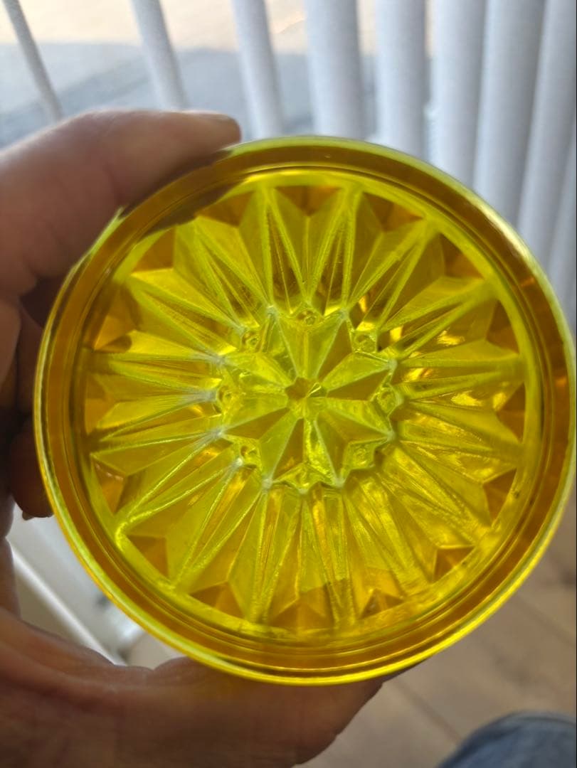 黄色マーカー レトロ ガラス 8個セット　もりキャン