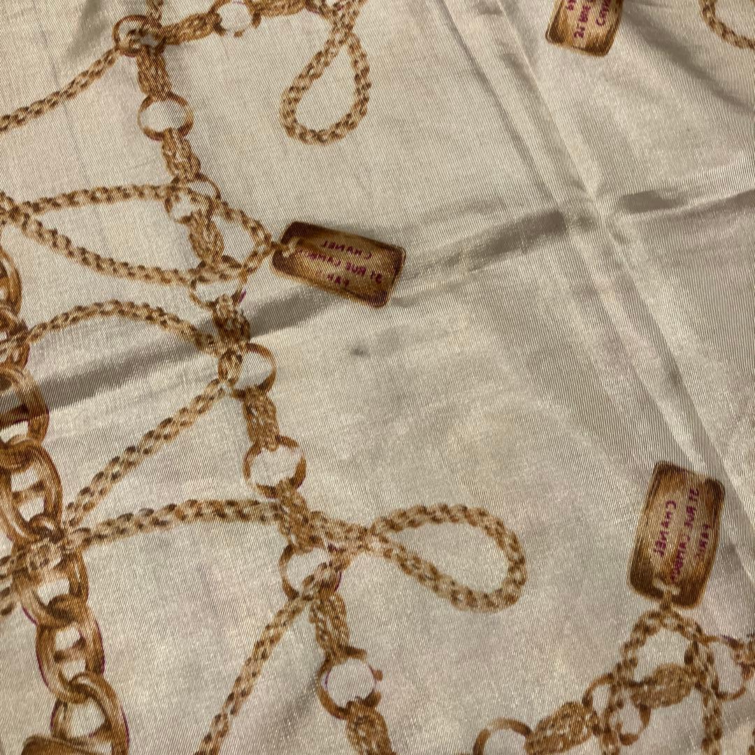 CHANEL シャネル シルク 大判 スカーフ チェーン 花柄 アクセサリー