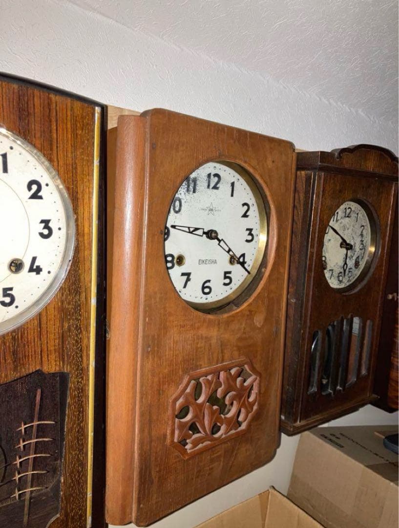 栄計舎 AKマーク アンティーク柱時計 8 日巻 稼働中