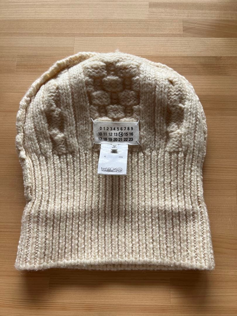 【美品】maison martin margielaマルジェラアイボリーニット帽