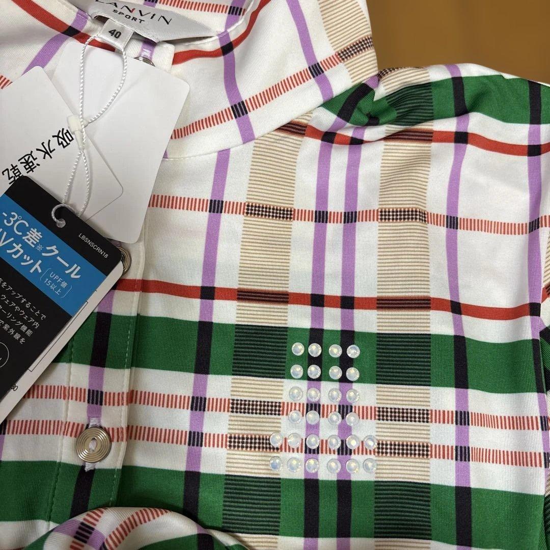 新品ランバンスポーツ チェック　ポロシャツ　−3℃クール　uvカット　ゴルフに
