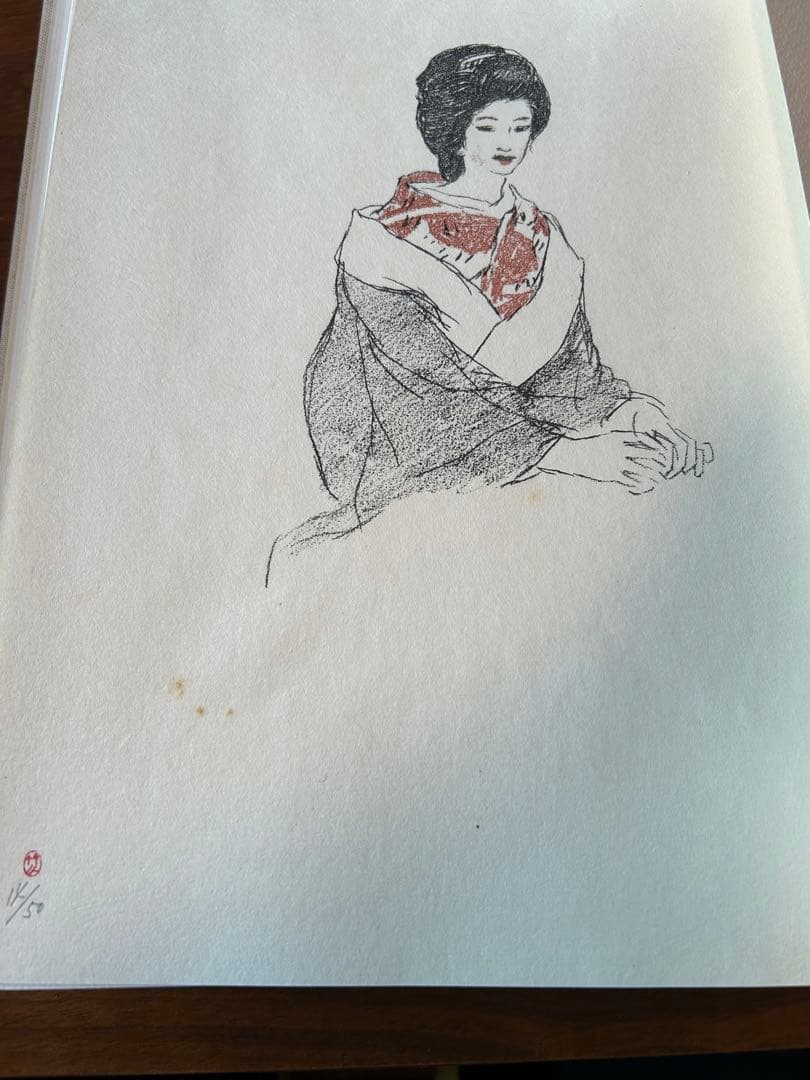 竹久夢二　YUMEJITAKEHISA手刷版　素描夢二の女　素描1枚摺50枚入