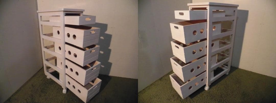 アウトレット【限定品・新品】天然木★マルチキッチン野菜収納ストッカーホワイト３０