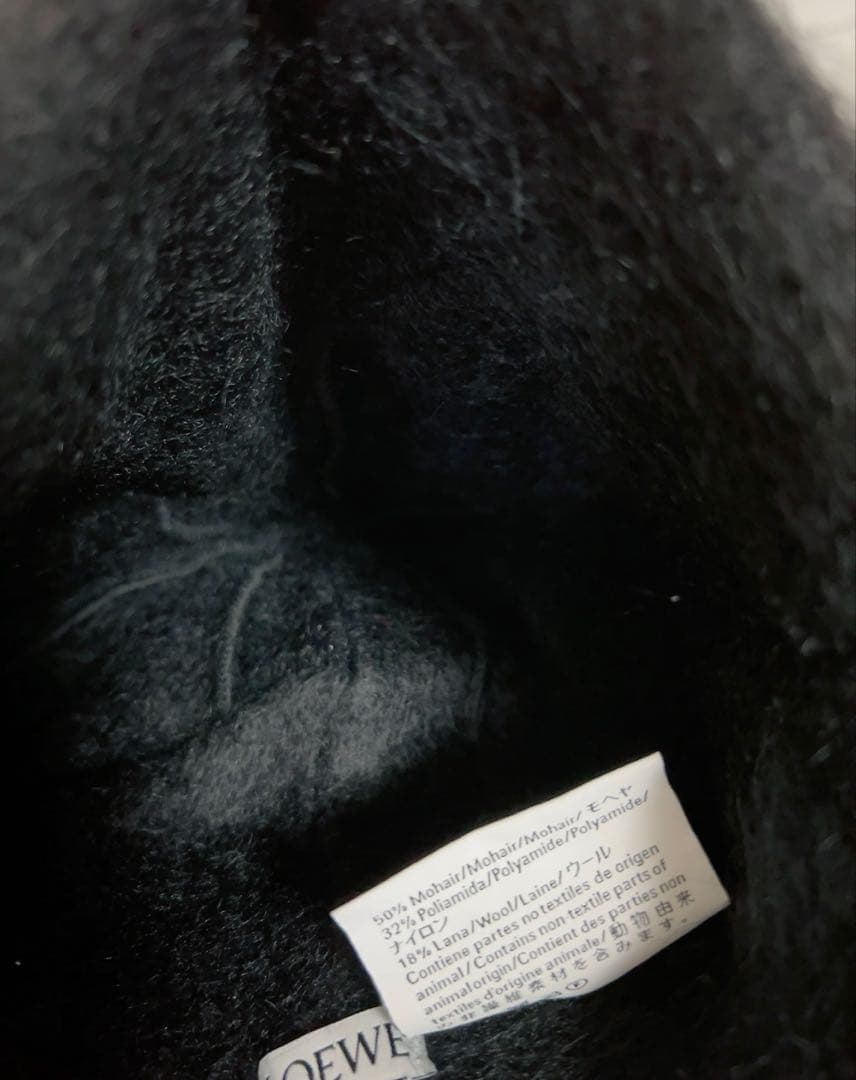 ロエベ　LOEWE ニット帽　黒　ブラック　モヘヤ50%ウール18%