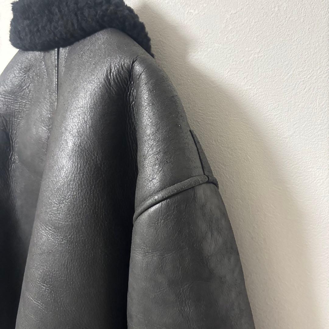 90's✨リアルムートン　シープスキン　レザージャケット　ダブルライダース　黒