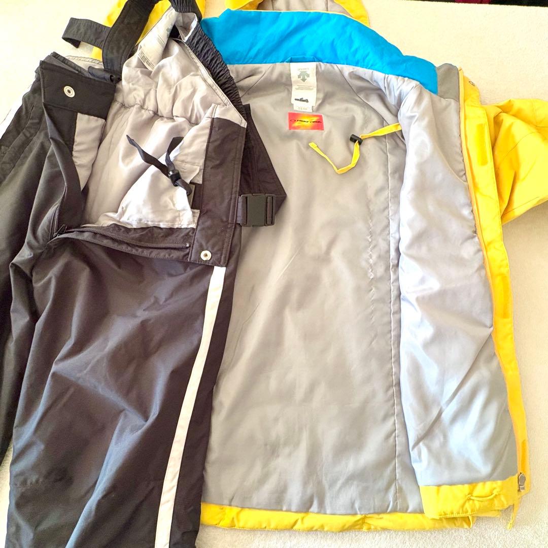 160 デサント　ヒートナビ　スキー　上下　イエロー　ブラック　スノーウェア