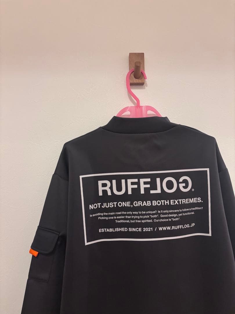 ラフロッグ　バックフレームロゴモックネックシャツ　M グレー