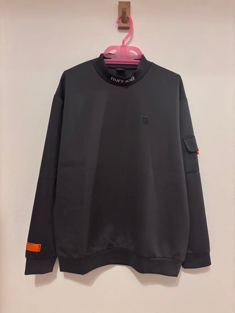 ラフロッグ　バックフレームロゴモックネックシャツ　M グレー