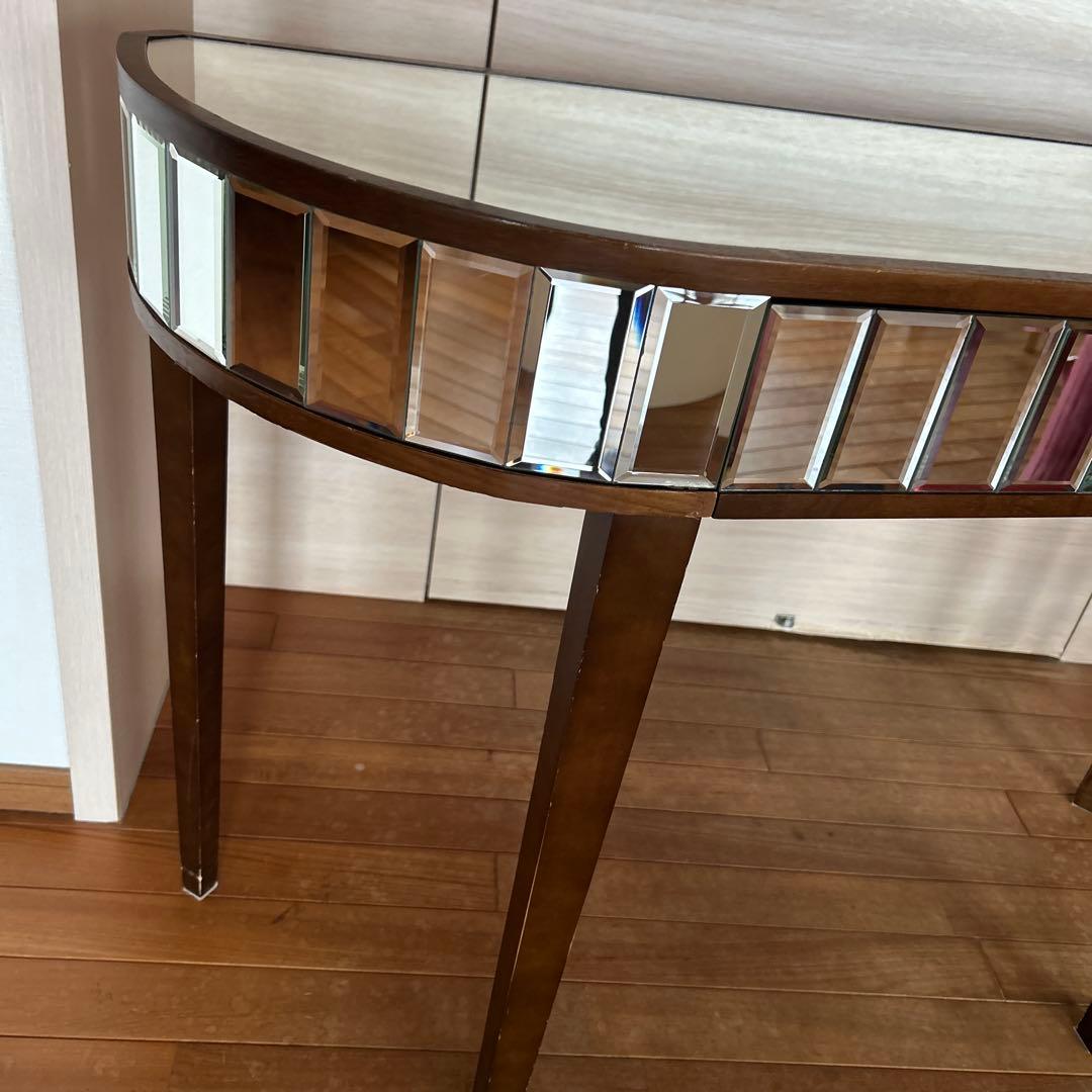レア美品ローラアシュレイミラー仕上げのブラウン木製ドレッサーコンソールテーブル