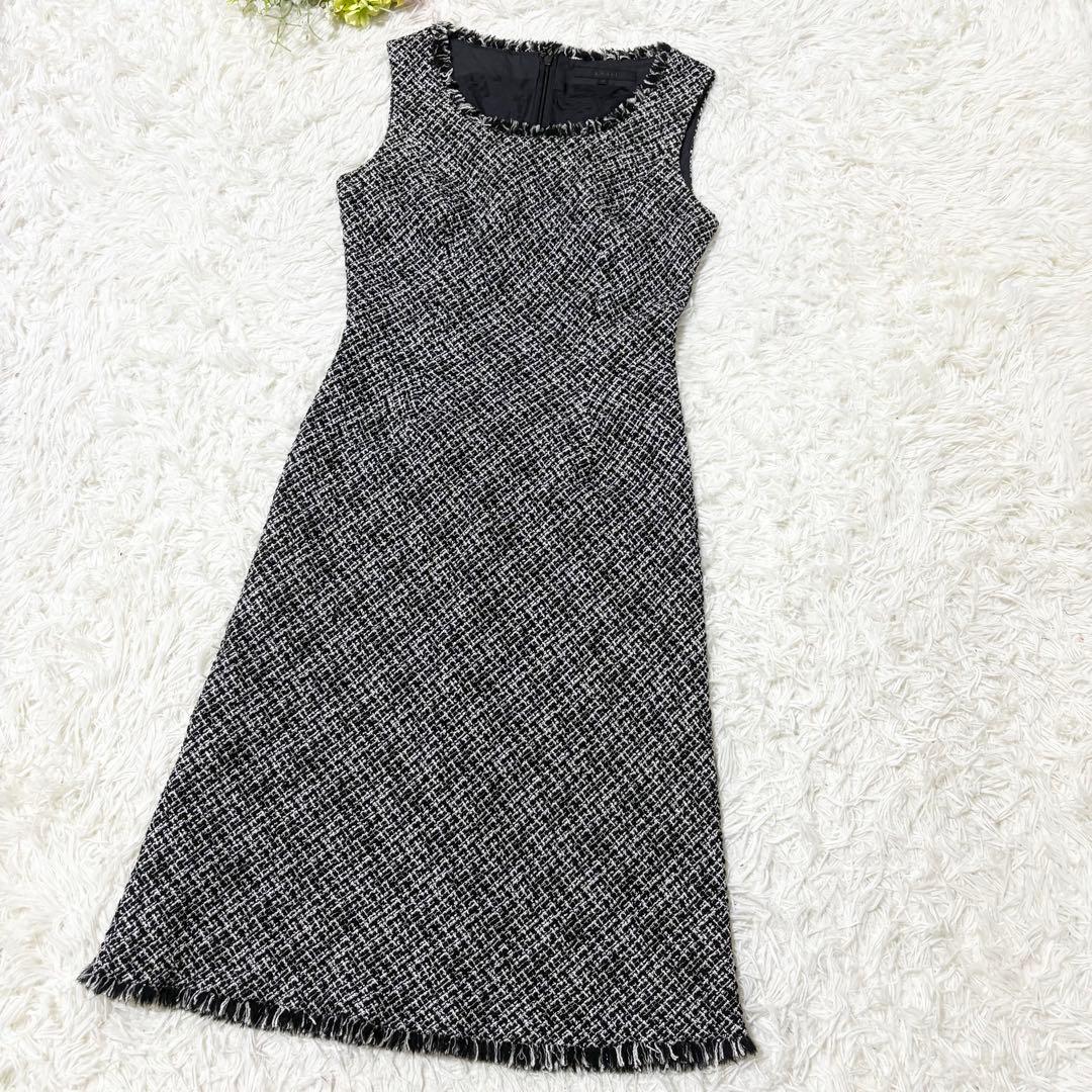 【美品】アナイ　ツイード　ノースリーブ　ワンピース　美シルエット　38