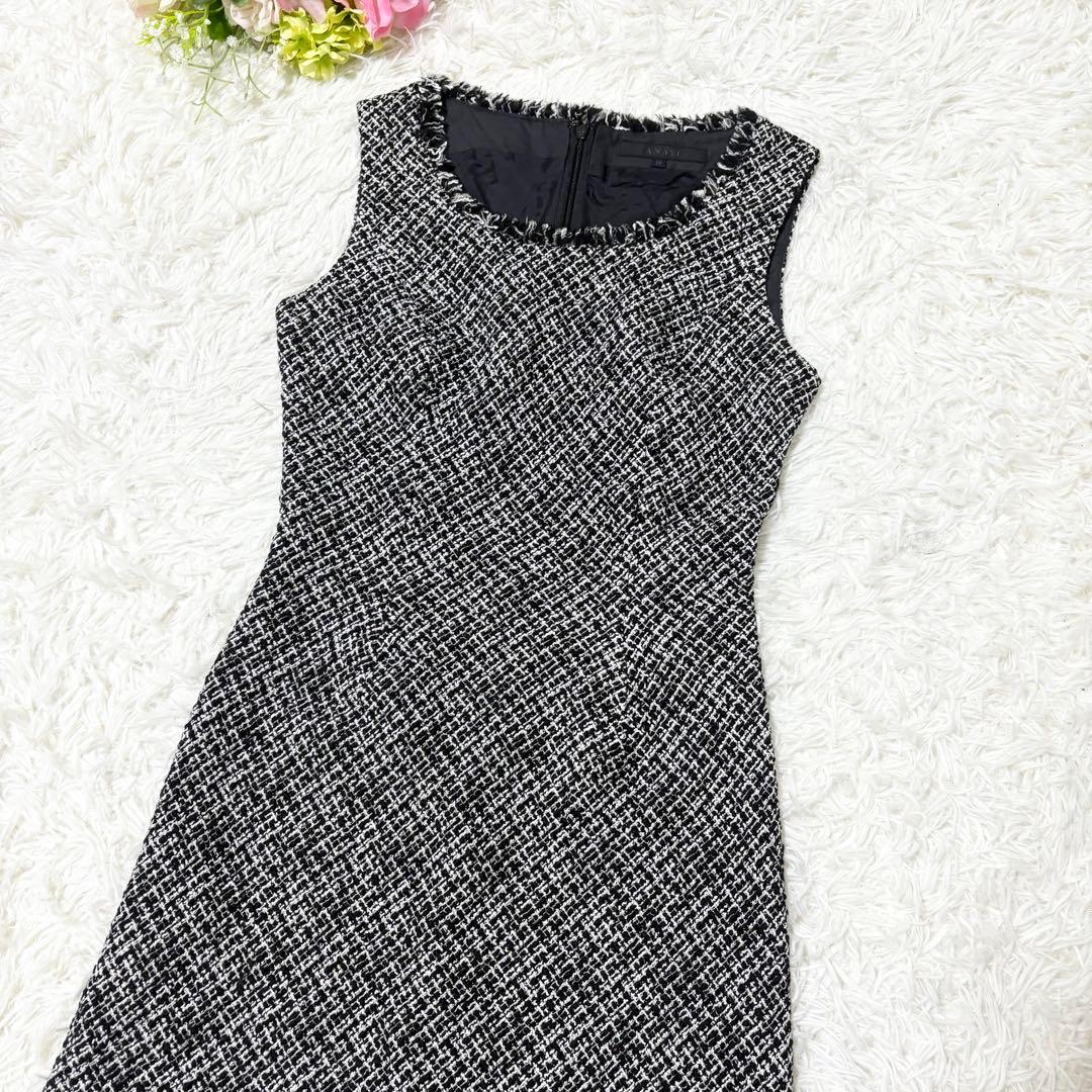 【美品】アナイ　ツイード　ノースリーブ　ワンピース　美シルエット　38