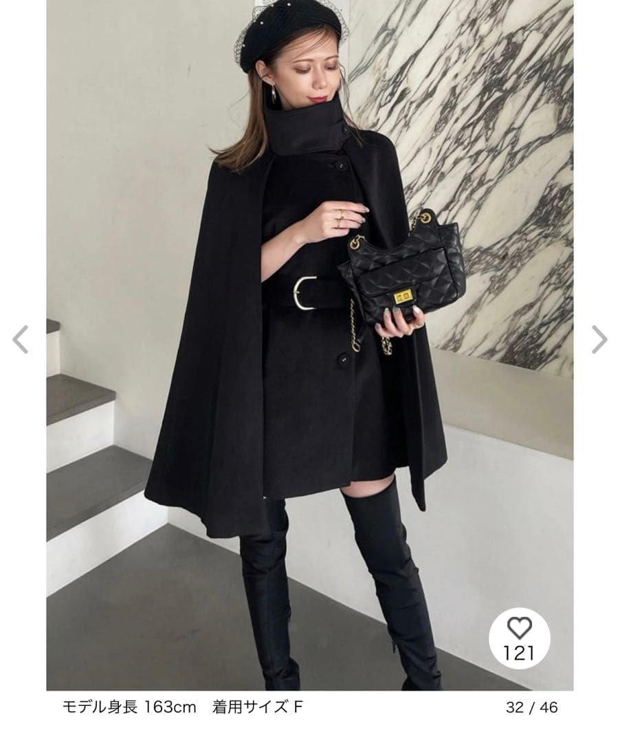  PARTY ブラック ケープコート